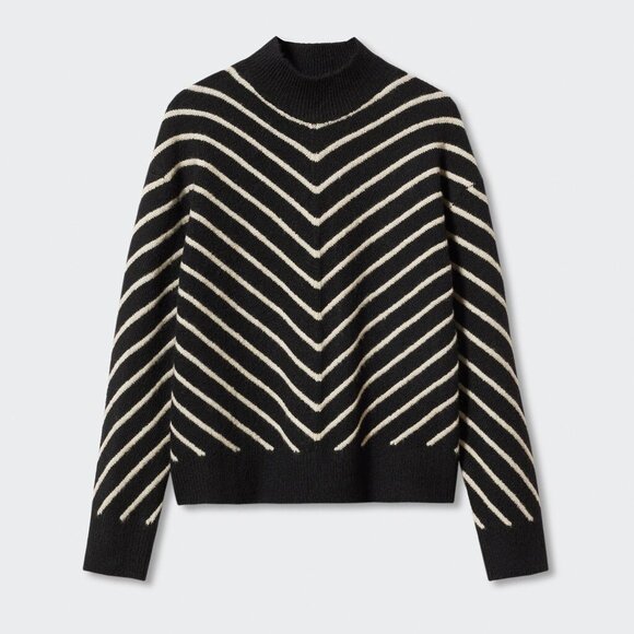 Mango Stripe-print sweater with Perkins neck - XS - Picture 1 of 3